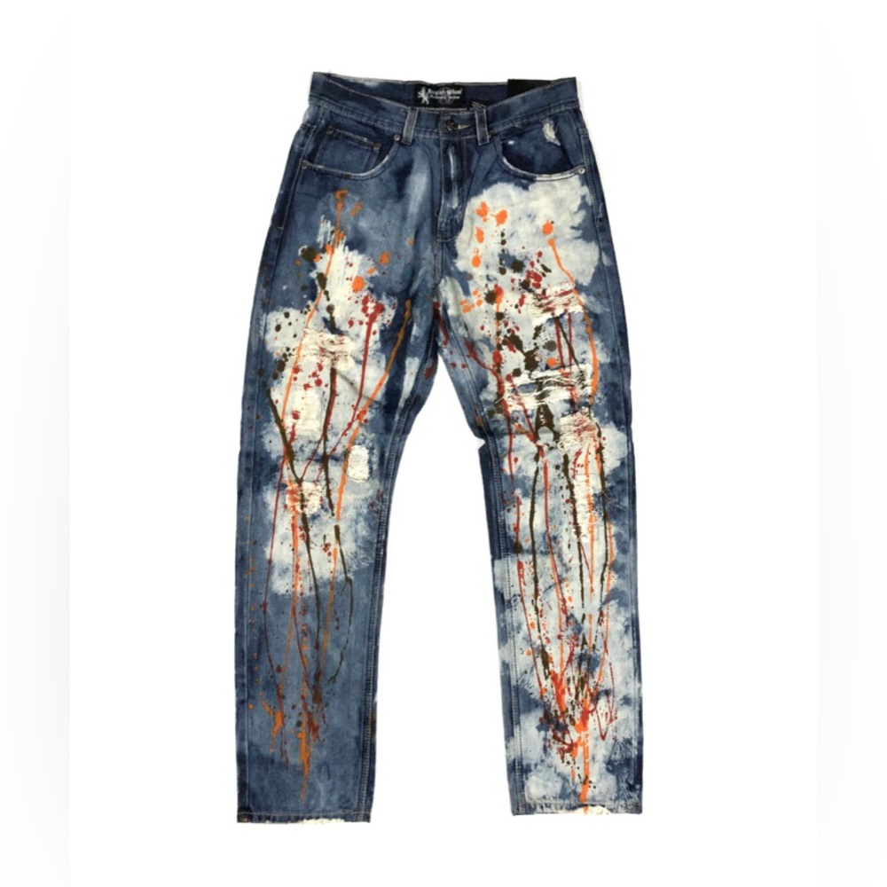 RB Slim Fit Painted Splatter Denim Jean

Color: Blue, Multi

Style# D7PT1081AA
